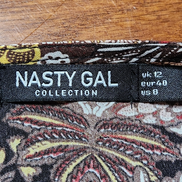 Nasty Gal Collection Faux Wrap Midi Dress Bird Floral Boho US 8 - Picture 3 of 12